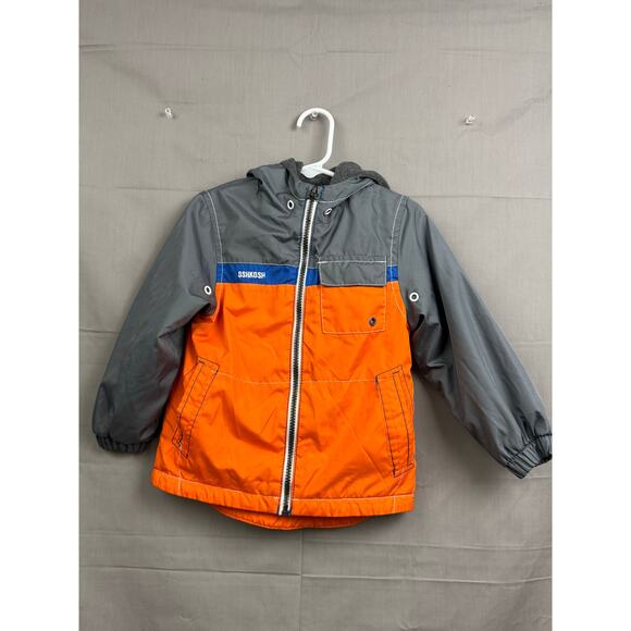 OshKosh B'gosh Toddler Boy Orange Gray Blue Hoodie Jacket, Size 3T - Picture 1 of 5
